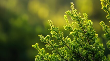 Close-up of vibrant Erica arborea stems showcasing intricate green foliage in natural sunlight background.