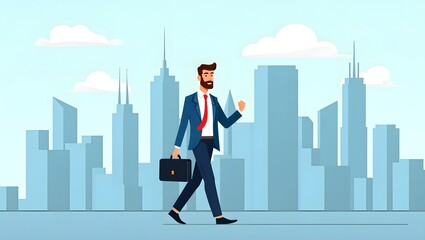 business person with suitcase going on office 