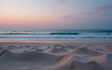 Fototapeta premium Sandy beach sea blue, pink and grey background