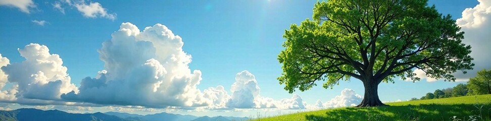 Majestic trees stretch towards the heavens with wispy clouds, clouds, branches, landscape