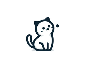 Cartoon cat logo design icon symbol vector illustration. 