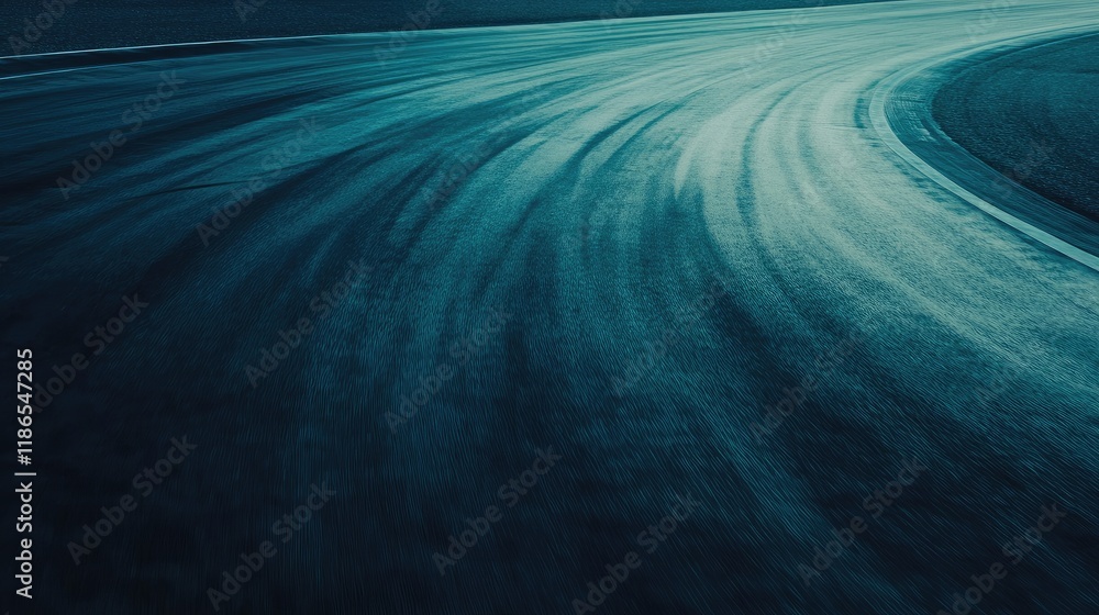 Poster race track asphalt abstract background with motion blur and long exposure effect emphasizing speed a