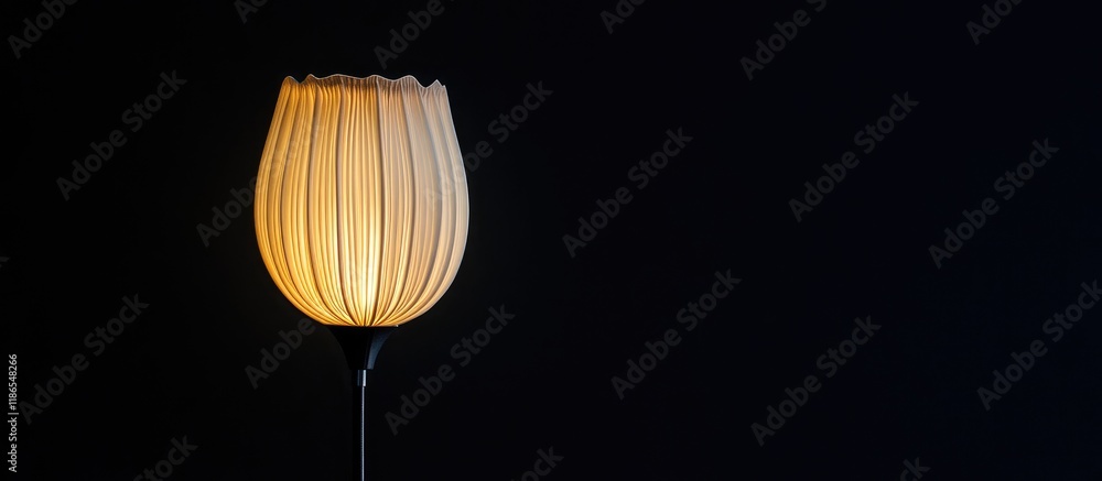 Poster elegant standing light glowing softly against a deep black background highlighting its unique design