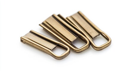 Bronze binder clips arranged on a white background for office and stationery conceptual imagery