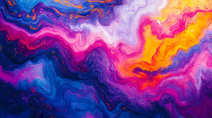 Fototapeta premium A colorful painting of a wave with blue, pink, and yellow colors