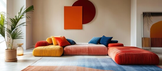 Modern interior design with vibrant color accents and clean lines perfect for contemporary home decor inspiration