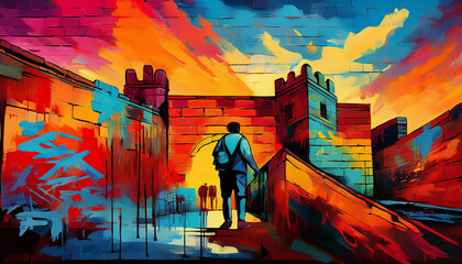 graffiti pop art historical past at the wall summary design