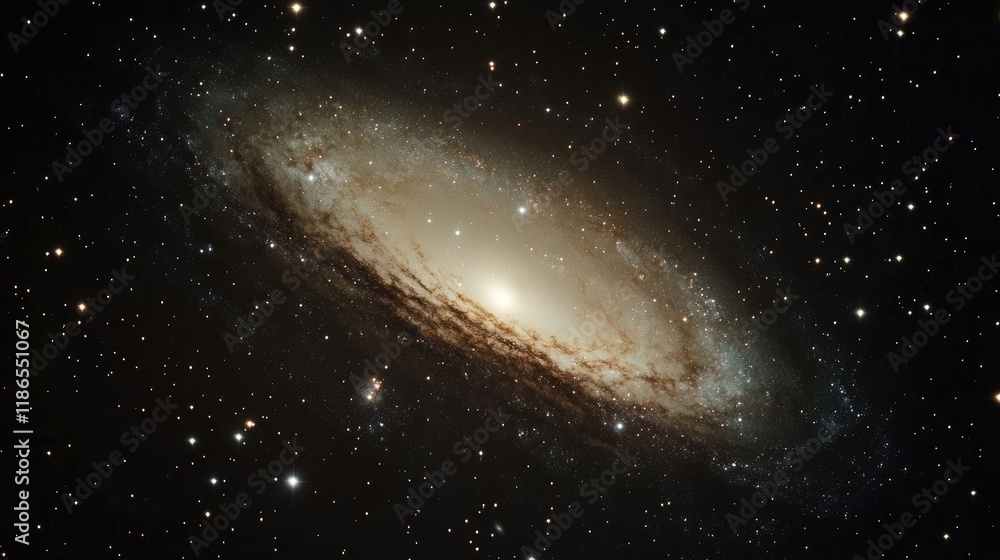 Poster vast galaxy in dark cosmos with sparkling stars and swirling gases creating an infinite celestial ba