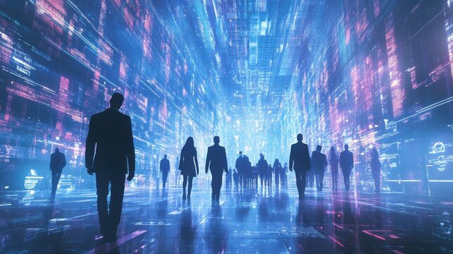 A Business Communication Themed Picture: Digitalization, Cybersecurity, Cloud Computing, Web Service, SAAS, IT illustration