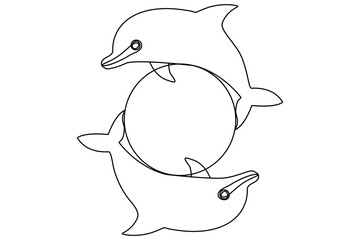 Dolphin continuous one line art minimalist vector illustration