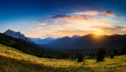 panorama beautiful lanscape of mountain and wild in the twilight