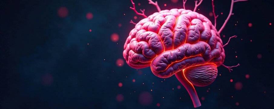 Maqueta de cerebro humano con ramificaciones nerviosas en un marco decorativo, neuronas, decorativo, marco