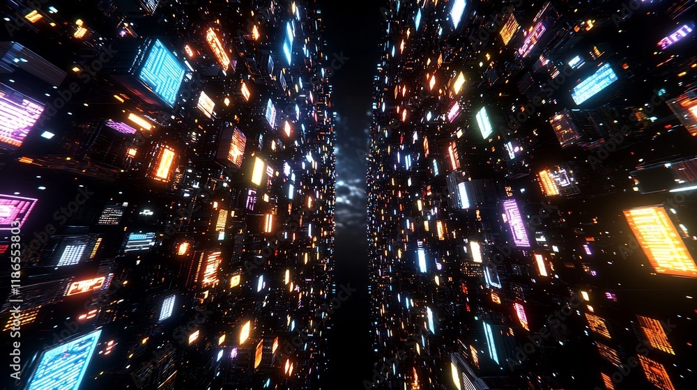 Aufkleber shimmering quantum mosaic captivating futuristic digital art creation with intricate patterns mesmer