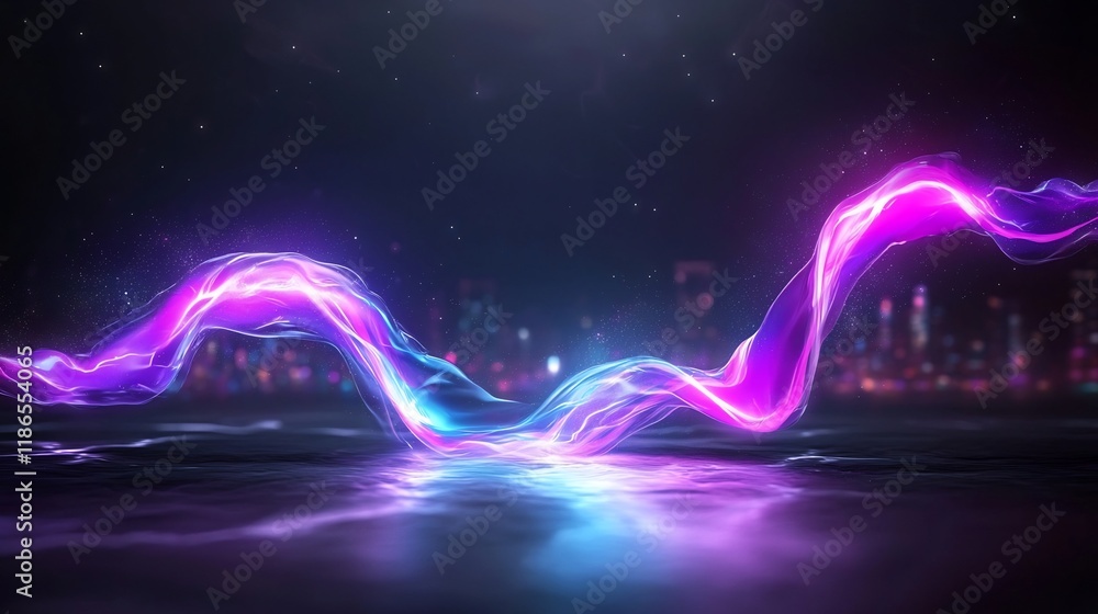 Poster mesmerizing and captivating digital painting showcasing a dazzling quantum energy field with dynamic