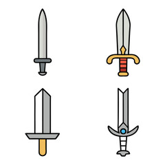 Sword Icon Bundle Vector Design.