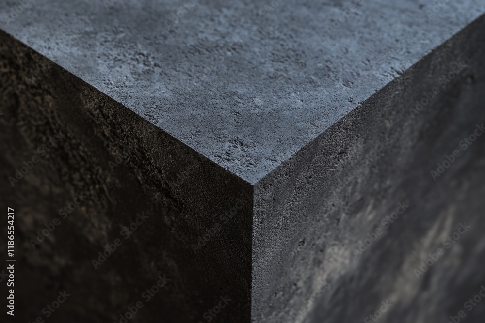Poster a detailed shot of a concrete block with rough texture and gray color