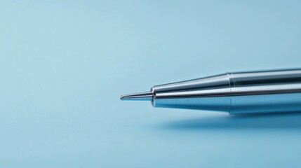 Naklejka premium Modern tapered soldering iron tip showcasing a clean finish and polished surface against a minimalist light blue background.