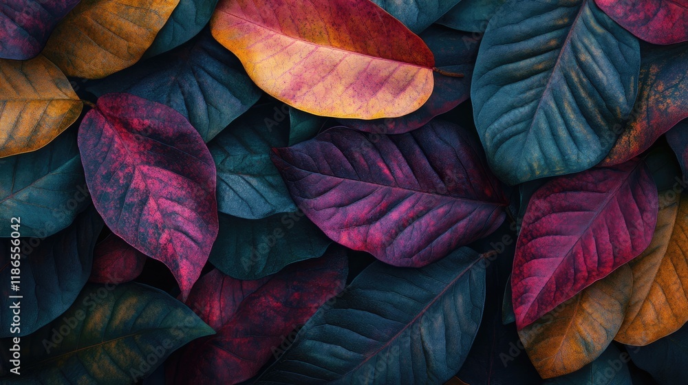 Aufkleber vibrant abstract tropical leaves texture with rich colors creating a visually striking background de