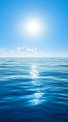Obraz premium Stunning Vibrant Ocean Photo: Tranquil Summer Seascape Under Bright Sun. AI Generated
