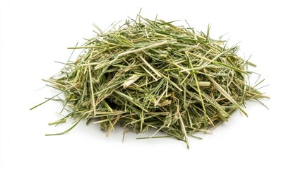 Timothy Hay Pile for Small Pets Nutritional Food Isolated on Clean White Background