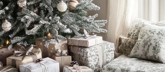 Cozy Christmas scene featuring beautifully wrapped gifts beneath a festive tree creating a joyful holiday atmosphere