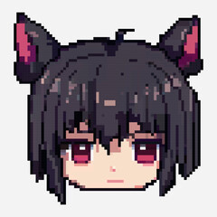 Anime head, chibi, pixel style, 16-bit, 8-bit, vector illustration, 10eps