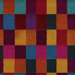 Colorful woven textile showcasing a vibrant patchwork design with diverse hues and textures.