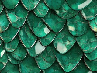 Obraz premium Vibrant green textured surface resembling dragon scales showcases rich colors and intricate patterns in natural light at a close range