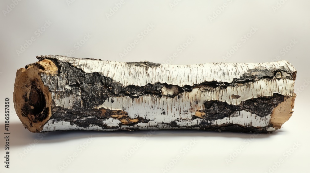 Poster birch tree trunk with distinctive white bark and natural texture on a neutral background