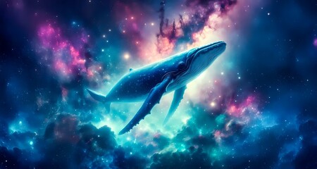 Fototapeta premium Baleine nageant dans l'espace