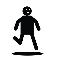 Stylized depiction of a person jumping in black on a white background