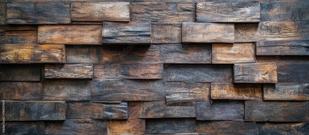 Poster vintage wooden wall texture in top view showcasing rich tones with ample empty space available for c