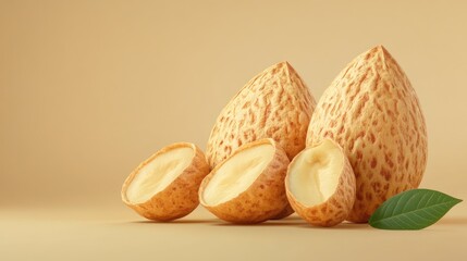 almond nuts with shells on smooth background showcasing natural texture and organic appeal for healthy eating and culinary uses