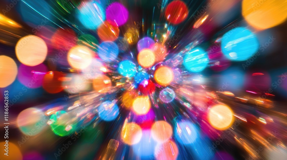 Poster vibrant abstract background of colorful bokeh lights creating a dynamic vortex effect