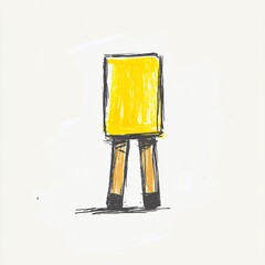 Vibrant Yellow Hand-Drawn Illustration: Quirky Minimalist Character Design. AI Generated