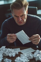 A person sitting at a table reviewing documents