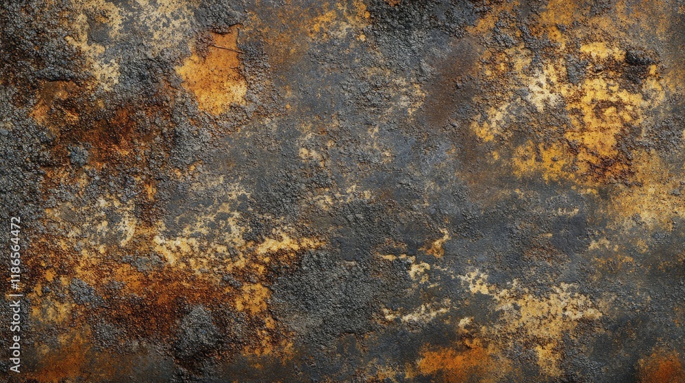 Poster texture of weathered rusty steel surface showcasing corrosion patterns and colors reflecting age and