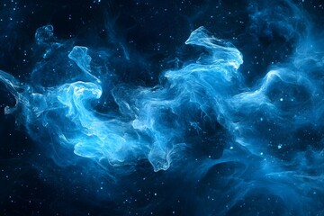Fototapeta premium Abstract Cosmic Nebula, Blue Swirling Clouds and Stars, Celestial Fantasy Art, Digital Painting, Deep Space Background, Galaxy Illustration, Vibrant 
