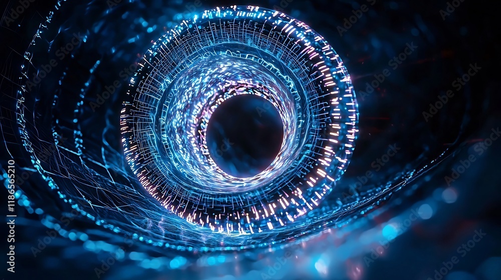 Poster luminous light spiral with captivating quantum disturbances ethereal and flowing energy hypnotic pat