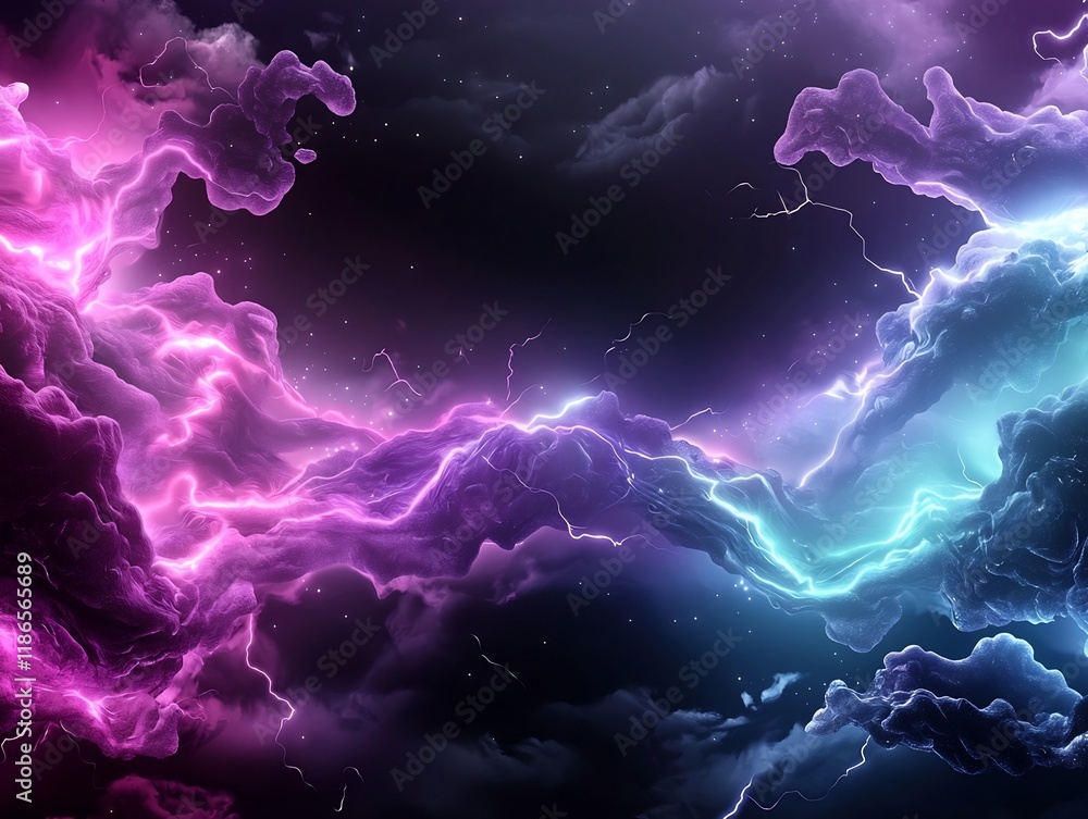 Poster mesmerizing light symphony with quantum particles dynamic digital featuring ethereal neon tinged ene
