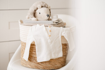 babys washed laundry in basket