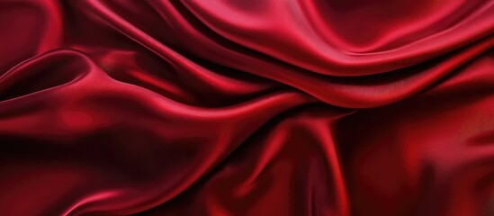 Obraz premium Elegant dark red silky fabric texture with smooth drapery and gradient design ideal for sophisticated backgrounds or luxurious presentations