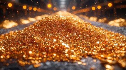 Naklejka premium A shimmering pile of golden particles.