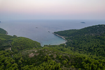Die Insel Lopud in den Elafiten in Dalmatien an der Dubrovnik Riviera in Kroatien