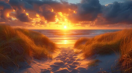 Sunset Sands Serenity at sunset beauty of the evening 