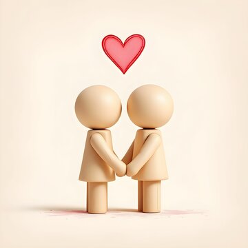 "Cute Couple Holding Heart: Love and Affection"

