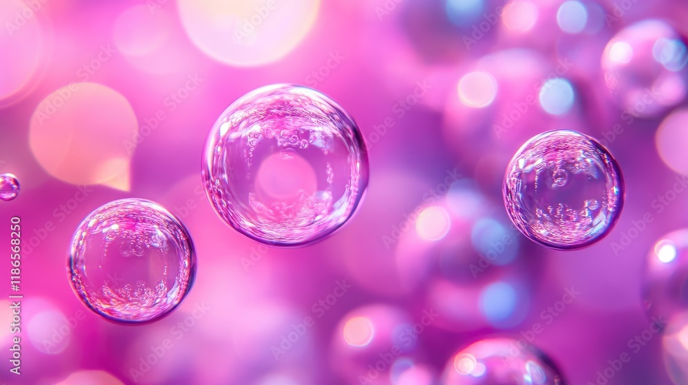 Aufkleber Elegant Pink Soap Bubbles with Sparkling Background for Abstract Art and Design Concepts
