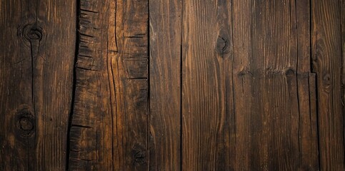 Naklejka premium Dark Wood Texture Background Surface Top View. Old and Weathered. Detailed Grain Texture. Natural Organic Texture. Deep Dark Tones. Ideal for Rustic or Vintage Backgrounds. Textured Designs Template
