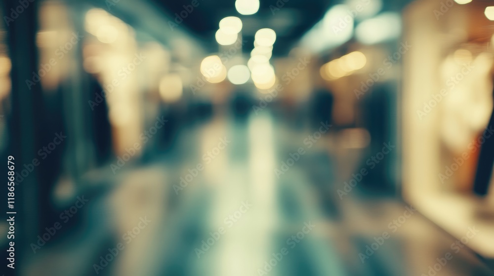 Poster Abstract blurred vintage image of a night market with bokeh lights creating a dreamy background atmosphere for various creative uses