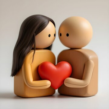 "Cute Couple Holding Heart: Love and Affection"

